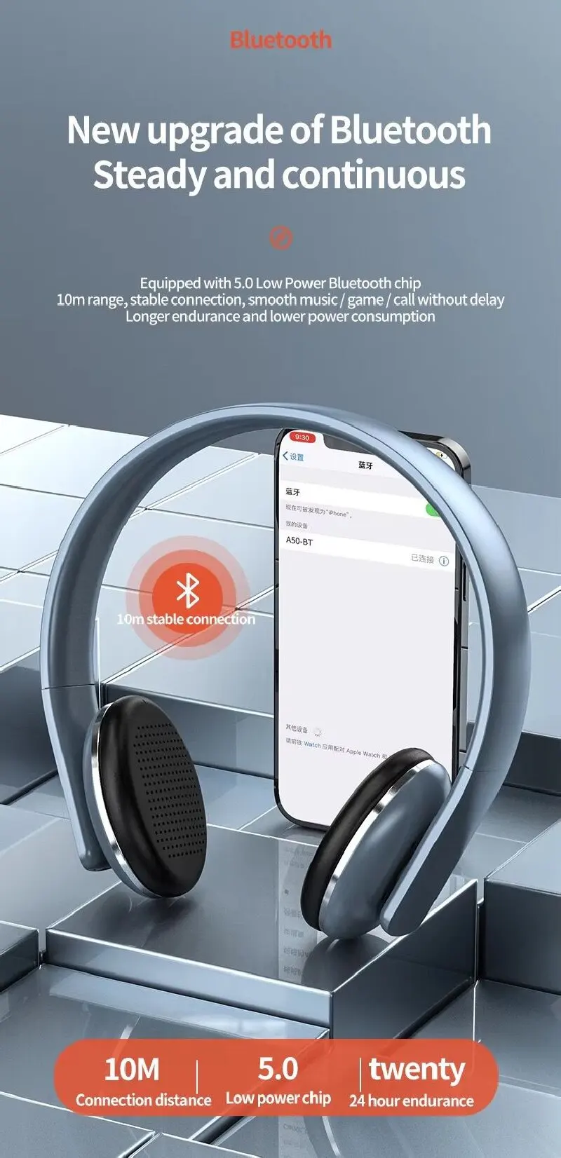 ZECAA جديد معدن بلوتوث سماعة رأس لاسلكية 5.4 رئيس...