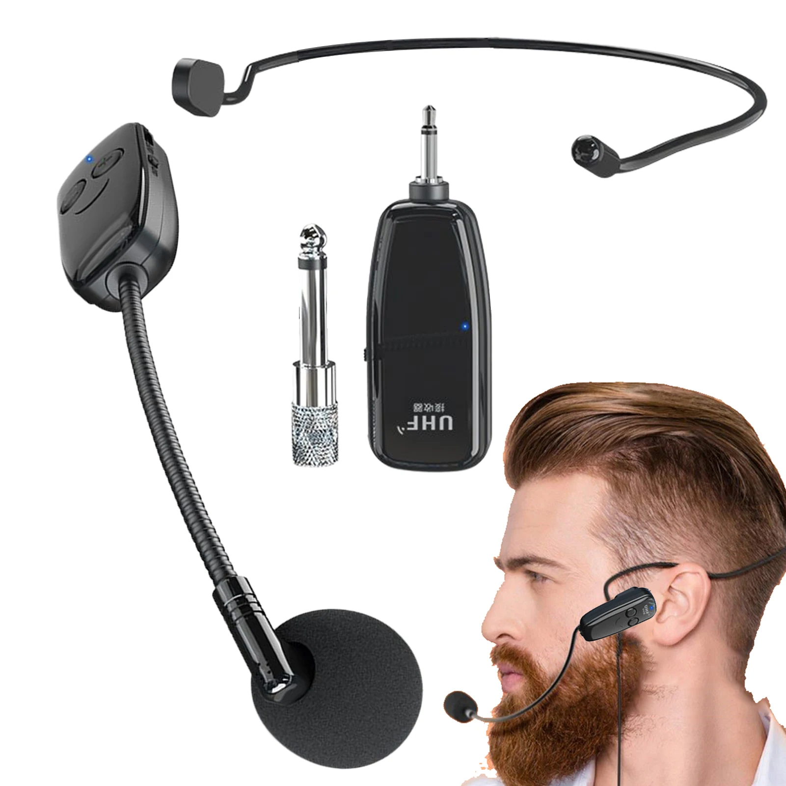 Wireless Microphone Headset Rechargeable Microfono Inalambrico Usb Charging Rechargeable Uhf Wireless Mic Headset Usb Charging