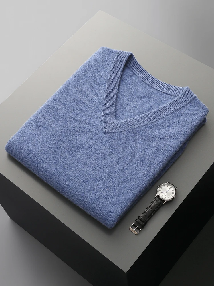Men Wool V-neck Sweater Vest Pullover Autumn Winter Basic Casual Cashmere 100% Merino Wool Knitted Soft Sleeveless Waistcoat Top 4