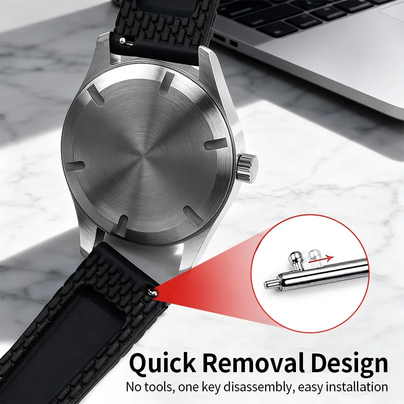 Eco-Friendly Quick-Release Double-Button Folding Silicone Sports Watch Strap