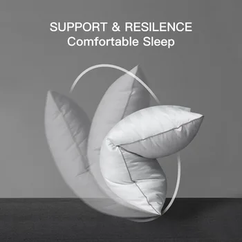 White Luxury Feather Down Fluffy Bed Pillows 500 Thread Count Queen Size Pillows Set of 2 Pack Machine Washable 100% Cotton Bre 2