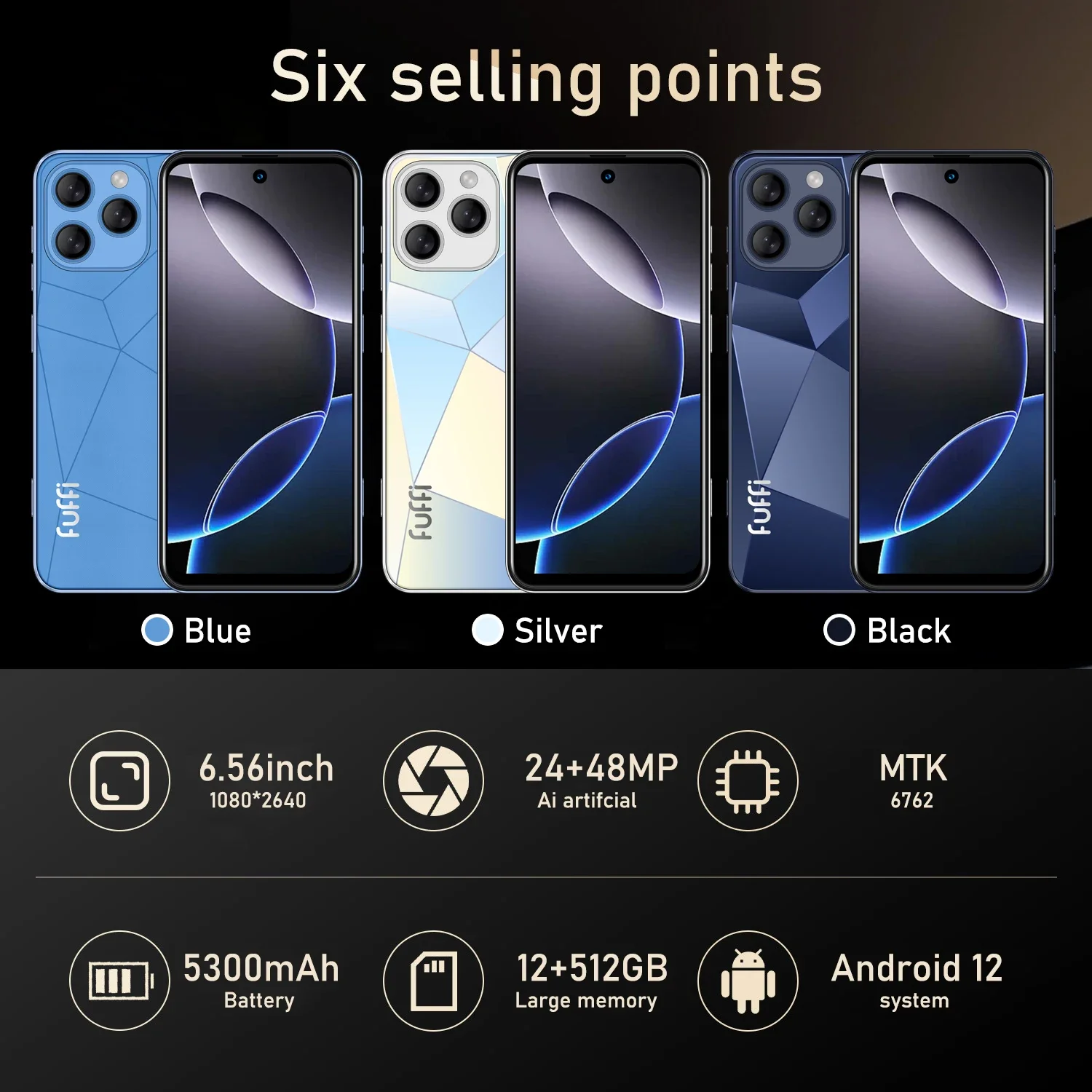 FUFFI A16 Pro Android Smartphone 6.56 Inch