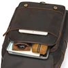 Crazy Horse Leather Backpack Men Brown Unisex Cow Leather 14" Laptop Rucksack Vintage Real Leather School Bag Durable Travel Bag 5