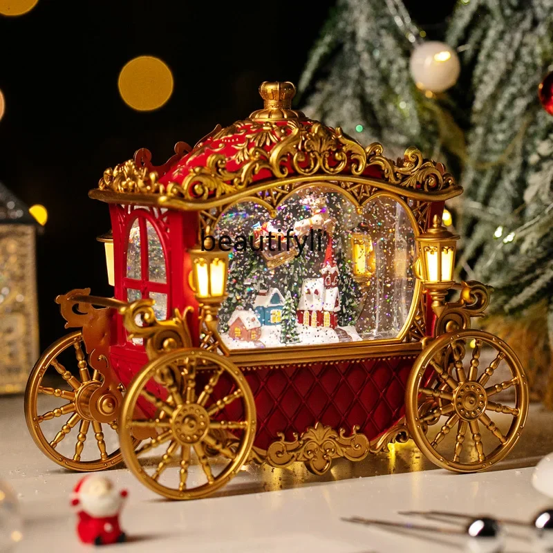Christmas gift music box carriage old man snow crystal ball birthday gift girl