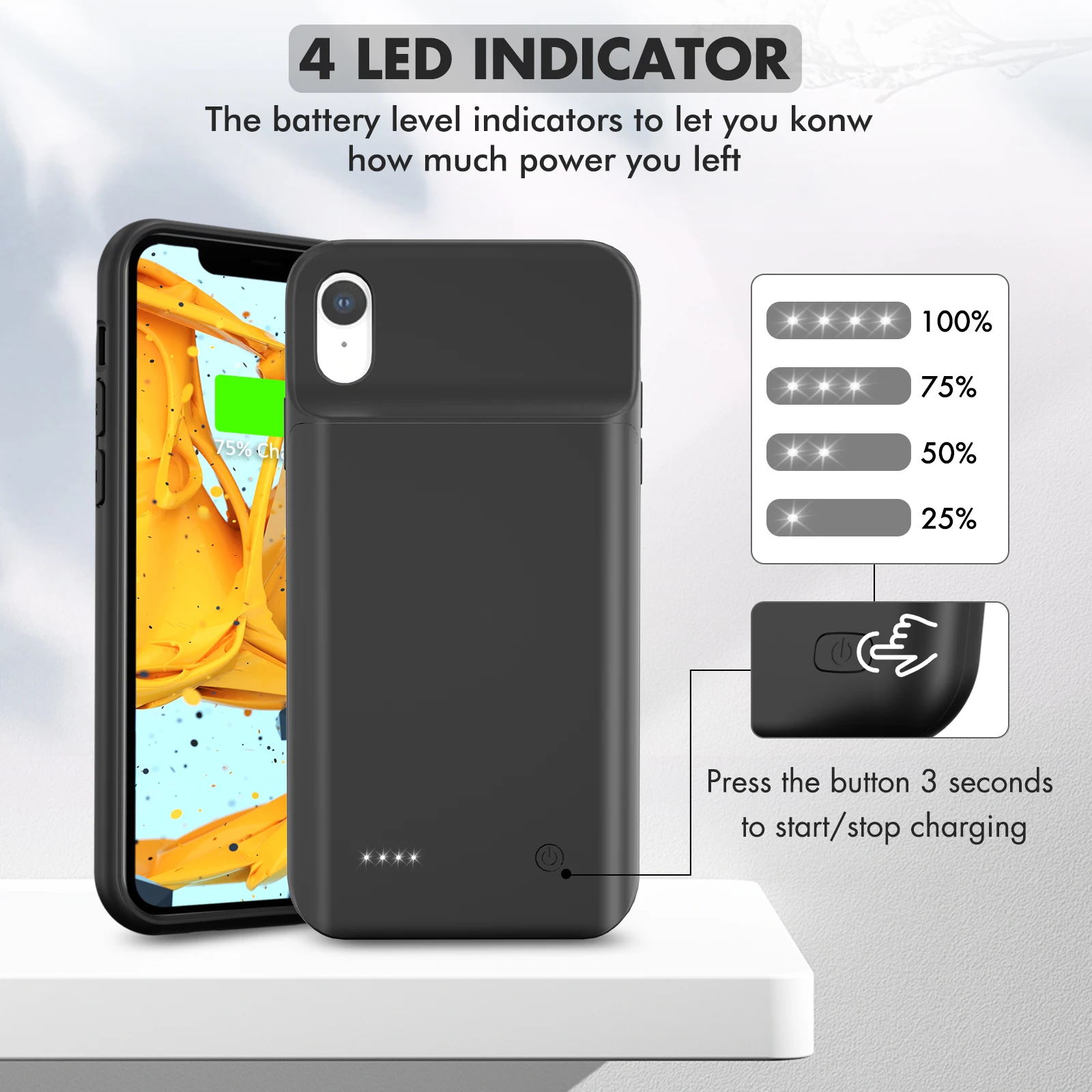 6000mAh External Battery Charger Case For iPhone XR Charging Case Portable Mobile Phone Housing Power Bank Backclip Fast Charger phone cases for iphone 11 Pro Max 