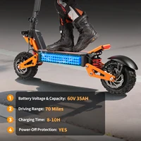 Trottinette électrique pliable TOURSOR X5 Pro, moteur 6000W, vitesse 85 km/h, autonomie 70 km, batterie 60V/35AH, pneus 11 pouces, pour adultes 3