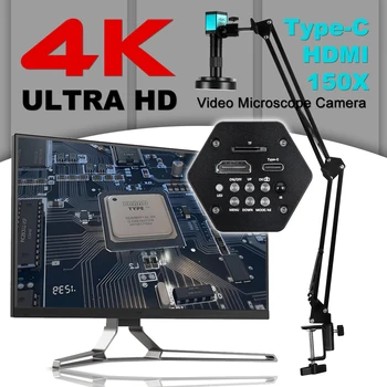 YIZHAN Digital Microscope 4K FULL HD HDMI VGA 1080P Industrial Camera C-Mount Via Type Measurement 150x Lens For Soldering Phone 1