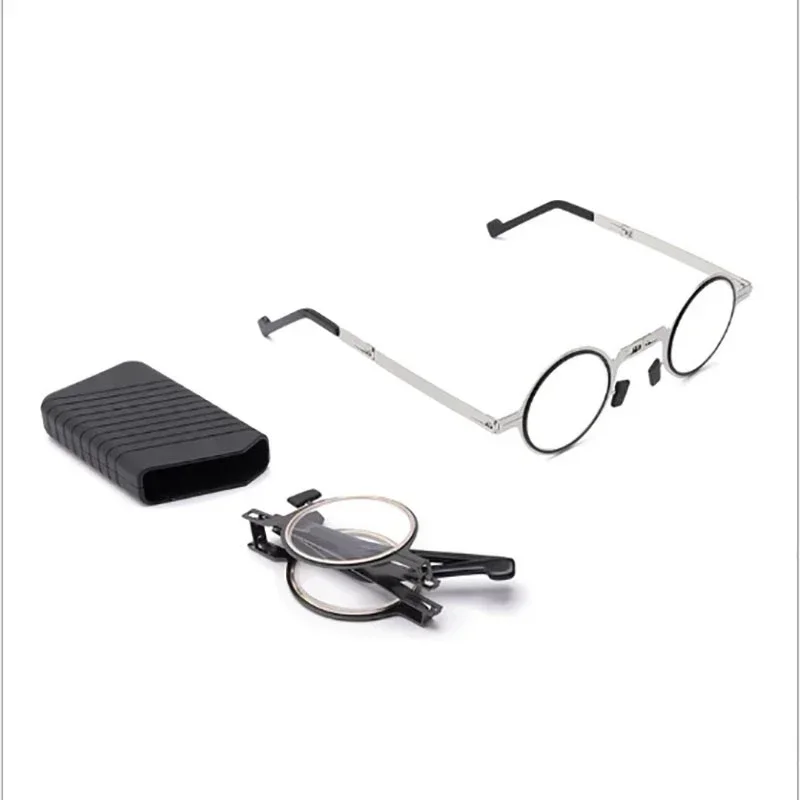 Folding Anti Blue-ray  Reading Glasses for Women Fashionable Cat Eye Round Frame Portable Ultra-thin Reading Glasses for Men