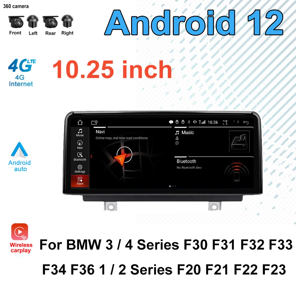 

Android12 Car Radio For BMW 1 / 2 Series F20 F21 F22 F23 3/ 4 Series F30 F31 F32 F33 F34 F36 Car Multimedia GPS Navigation Video