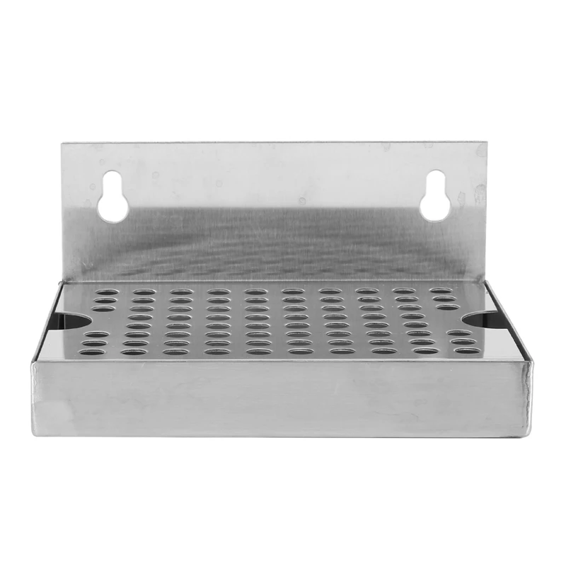 Wall Mount Drip Tray with Drain | 6-3/8 X 36 X 14 X 1 | Stainless Steel  Mirror Finish | 12 Faucet Holes