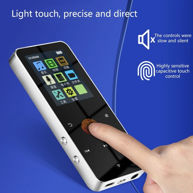 MP3 Player with Bluetooth-compatible Speaker Touch Keys Music Stereo HiFi Speaker Metal Portable Walkman with Recording 4