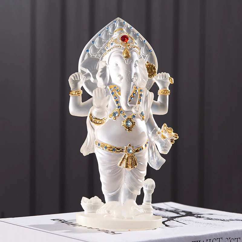 

Room Decor Elephant Sculpture Ornament Thai Style Handicraft Statues Crafts Desktop Decoration Creative Resin Artwork Figurines