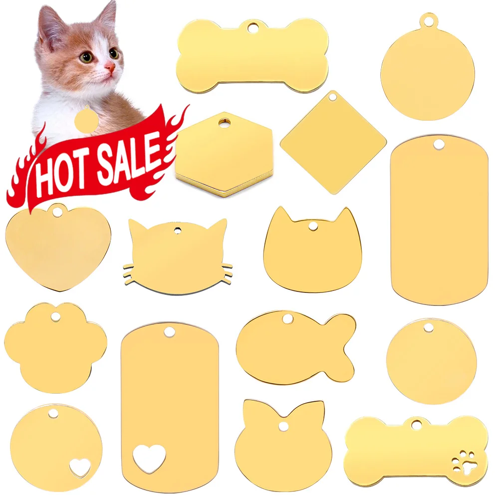 

20PCS Dog ID Tag Collar Stainless Steel Blank Nameplate Custom Engraved Phone Number Pet Anti-loss Accessories Paw Pendant