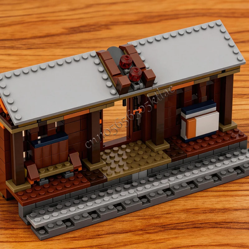 238 PCS MOC 클래식 철도역 빌딩 블록 모델 어린이 교육 조립 소년 소녀 장난감 생일 창조적 인 선물