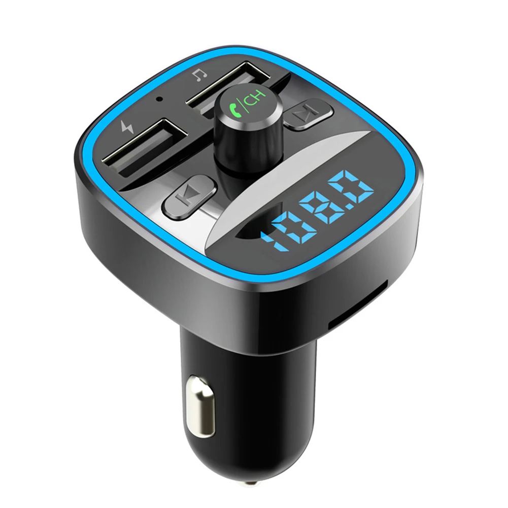 T25 FM Transmitter Car Bluetooth-compatible 5.0 Audio Receiver MP3 Player Dual USB Fast Charging Handsfree Wireless Car Charger 2