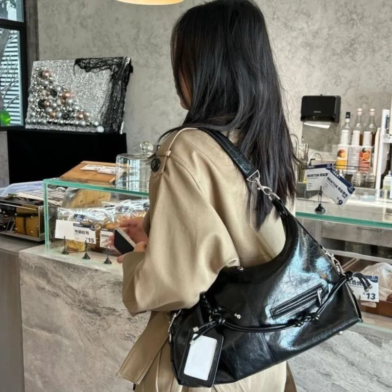 JIAERDI Korean Style Retro Woven Tote Bag Women Leather Textured Large Capacity Underarm Bag Ladies Fashion Commute Shoulder Bag