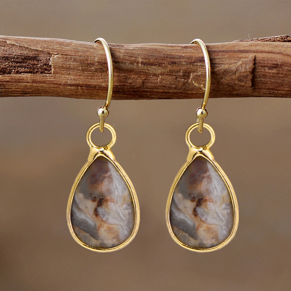 Waterdrop Natural Stone Dangle Labradorite Earrings for Women Newly Designed Female Daily Wear Wholesale Dropshiping - Image 2