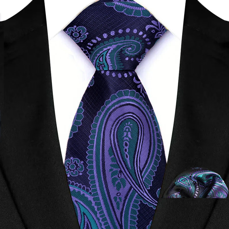 Herren Krawatten Set Luxus Paisley Floral Krawatten Business Formale Krawatte Einstecktuch Set Für Hochzeit Party Anzüge Zubehör – Detail 15