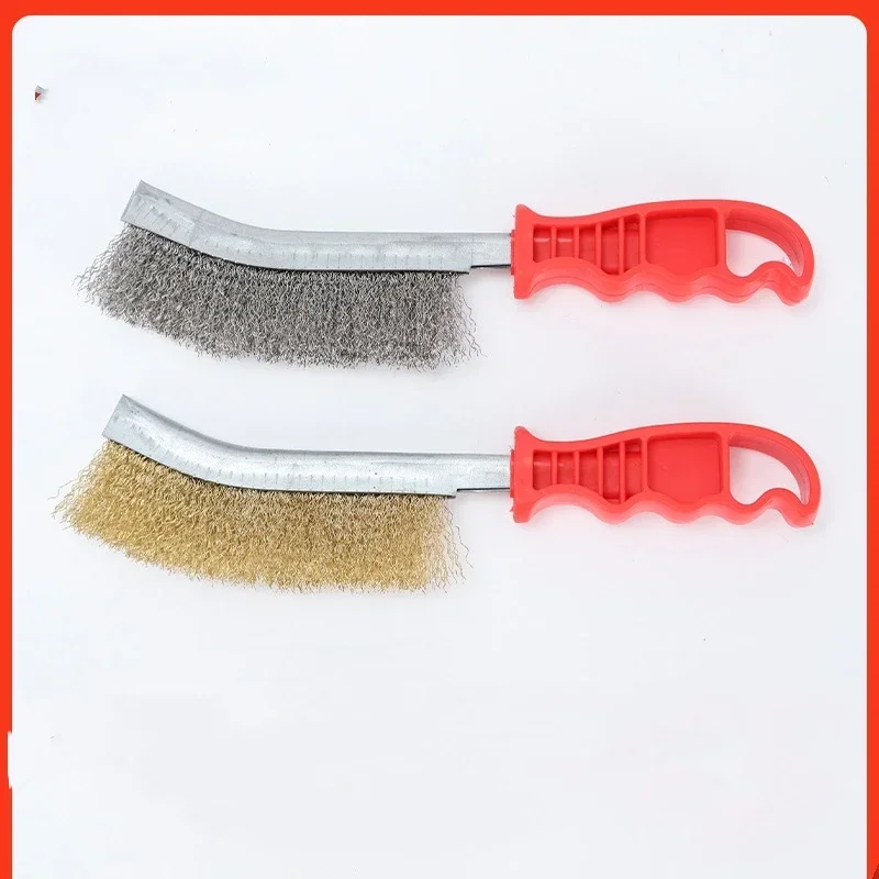 1pc Wire Brushe Brass Plated Steel Wire Stainless Steel Wire Brush Grill Cleaner BBQ Grill Steel Wire Brush Cleaning Tools 2