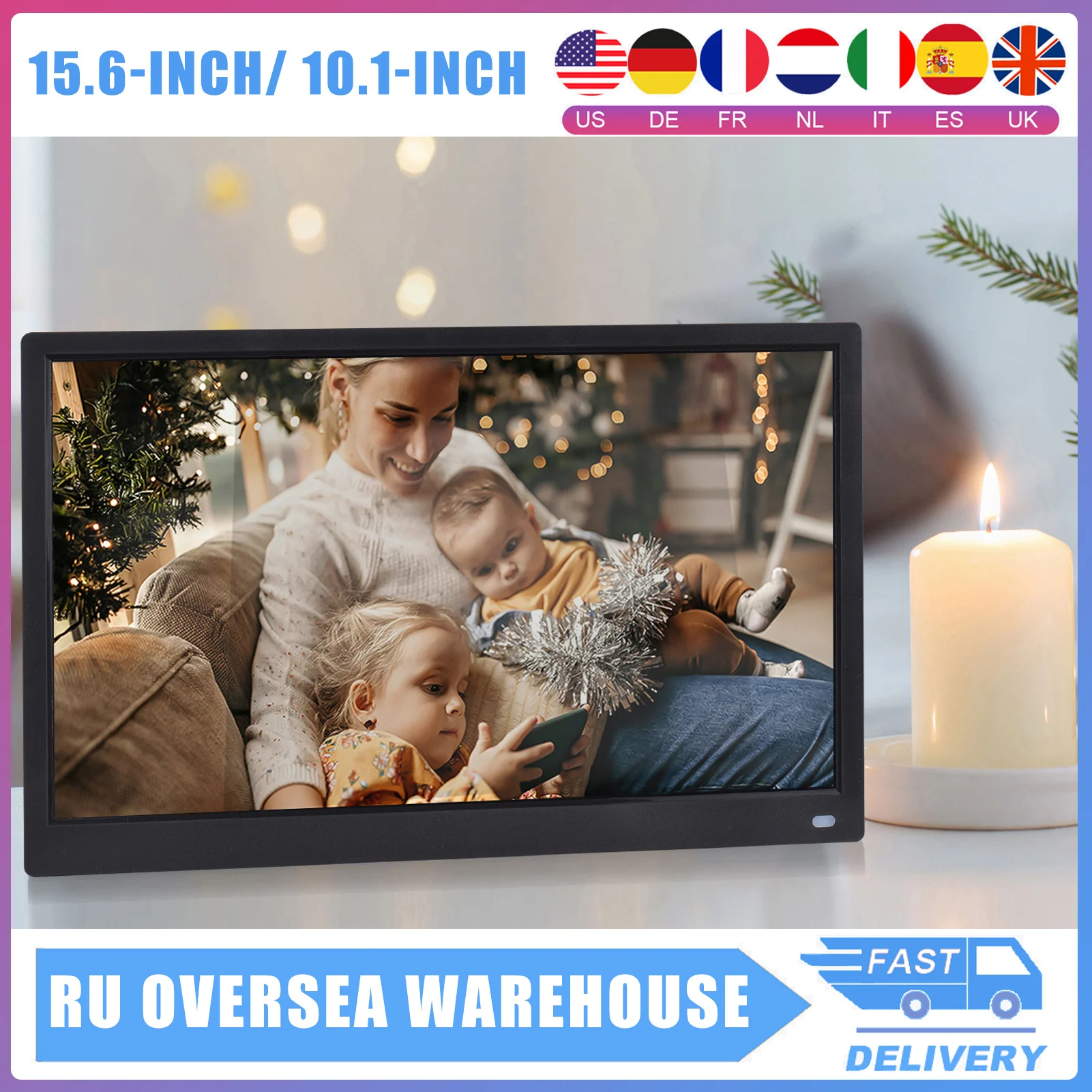 Andoer 15.6-inch 10.1-inch Digital Photo Frame IPS Screen Desktop Electronic Album with Backside Stand Remote Control for Friend