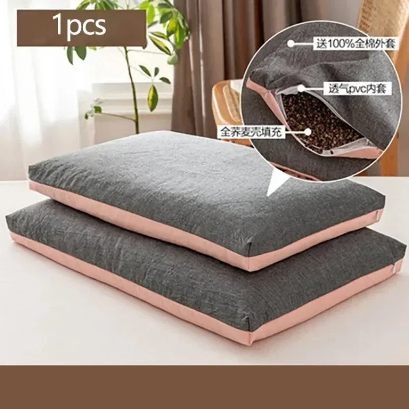 Buckwheat Pillows 100% Organic Coarse Cloth Package Organic Buckwheat Hulls Natural Cooling Technology and Relieve Cervical Pain 4