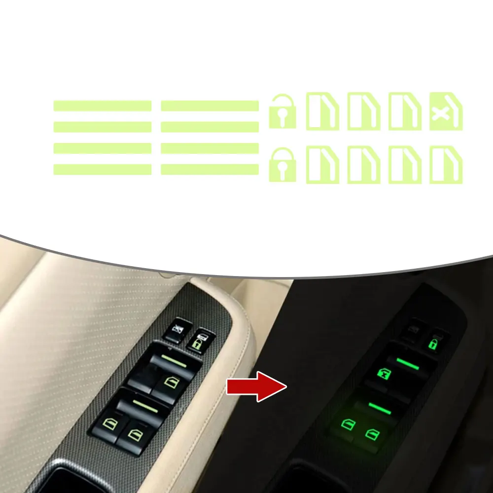 

Car Door Window Lift Button Sticker Windows Control Pane Reflective Decals Switch Car Accessories for Benz Bmw Toyota