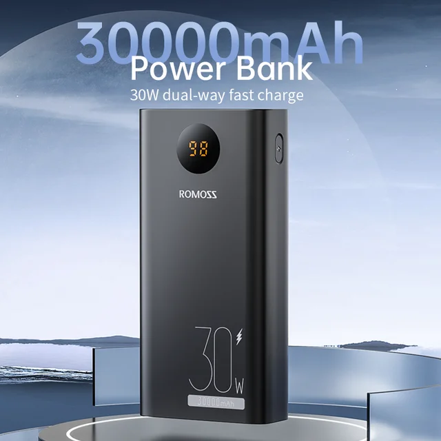  ROMOSS 30000mAh Power Bank 18W+PD30W Batería Cargador