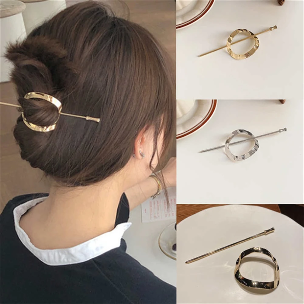 Frauen Einfache Metall Haarnadel Perle Haar Klebt Pferdeschwanz Styling Haar Brötchen Mode Legierung Haar Clip Haar Zubehör