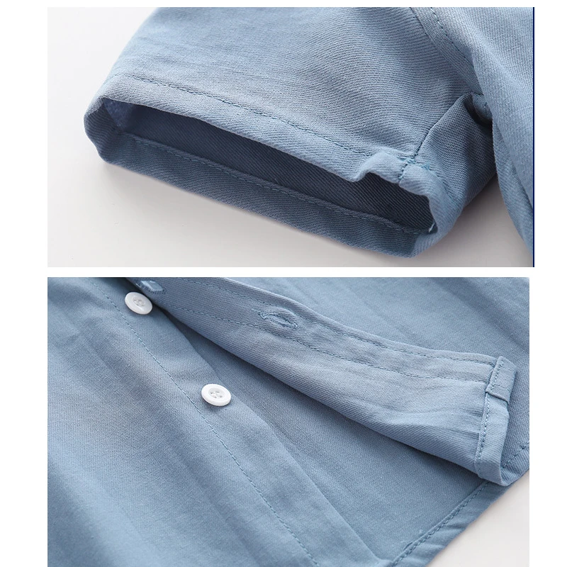 Children's Summer Clothing 2-7Y Baby Cotton Short Sleeved Shirt for Boys Monochromatic Lapel Design Casual Short Sleeved T-shirt