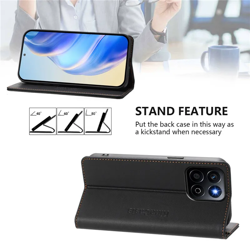 Luxury Anti-Theft Leather Flip Wallet Phone Case with Magnetic Closure