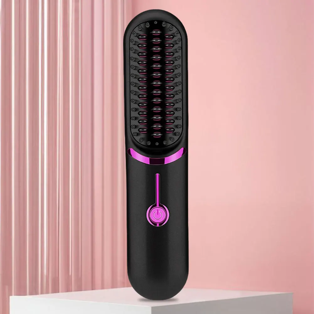 Electric Hot Comb 5200mAh Wireless Straight Hair Comb 3 Temp Setting Hair Straightening Brush Anti-Scalding for Hairstyler Salon