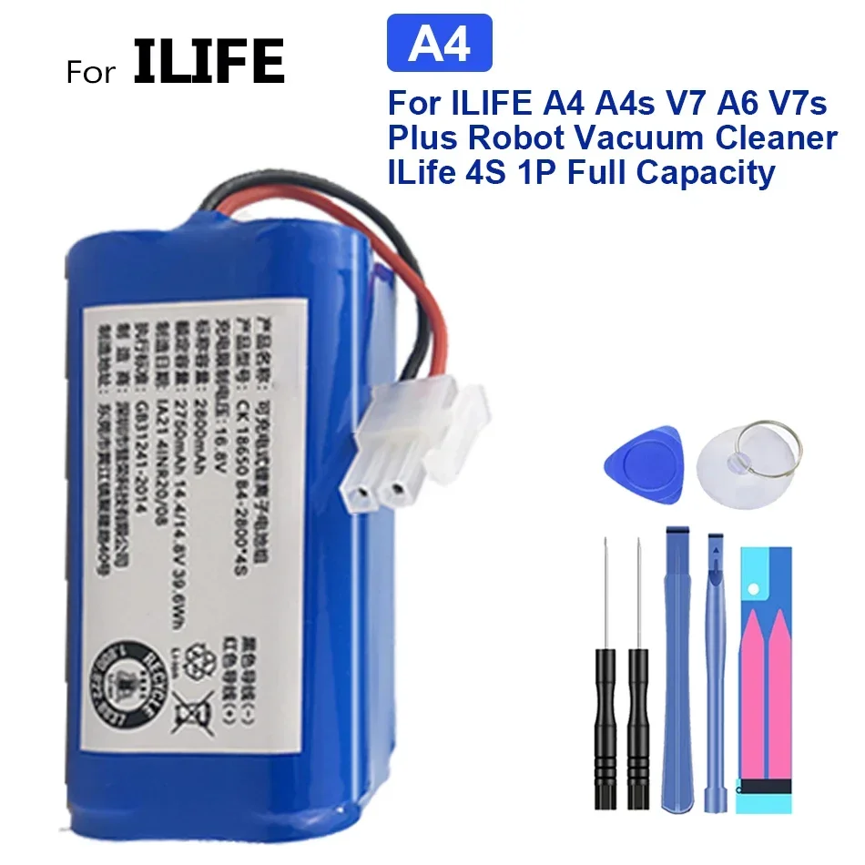 Batteria Per Ilife A4, A4S, V7, A6, V7S Plus, V7Splus,Robot Aspirapolvere, Ilife 4S, 1P, 2800Mah