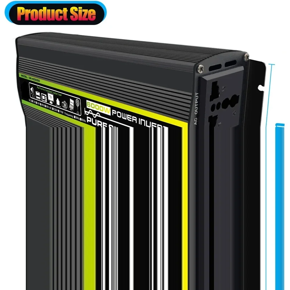 Sine Wave Inverter Power Inverter 8000/6000/4000/3000W Pure Sine Wave Inverter 12/24/48/60V TO 220V 110V for Car Outdoor Power Outage