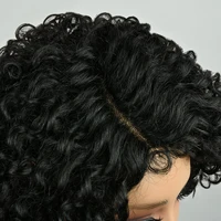 Perruque Lace Front Wig naturelle, cheveux crépus bouclés, coupe Pixie, couleur 4x1, pre-plucked, avec raie latérale, pour femmes 4
