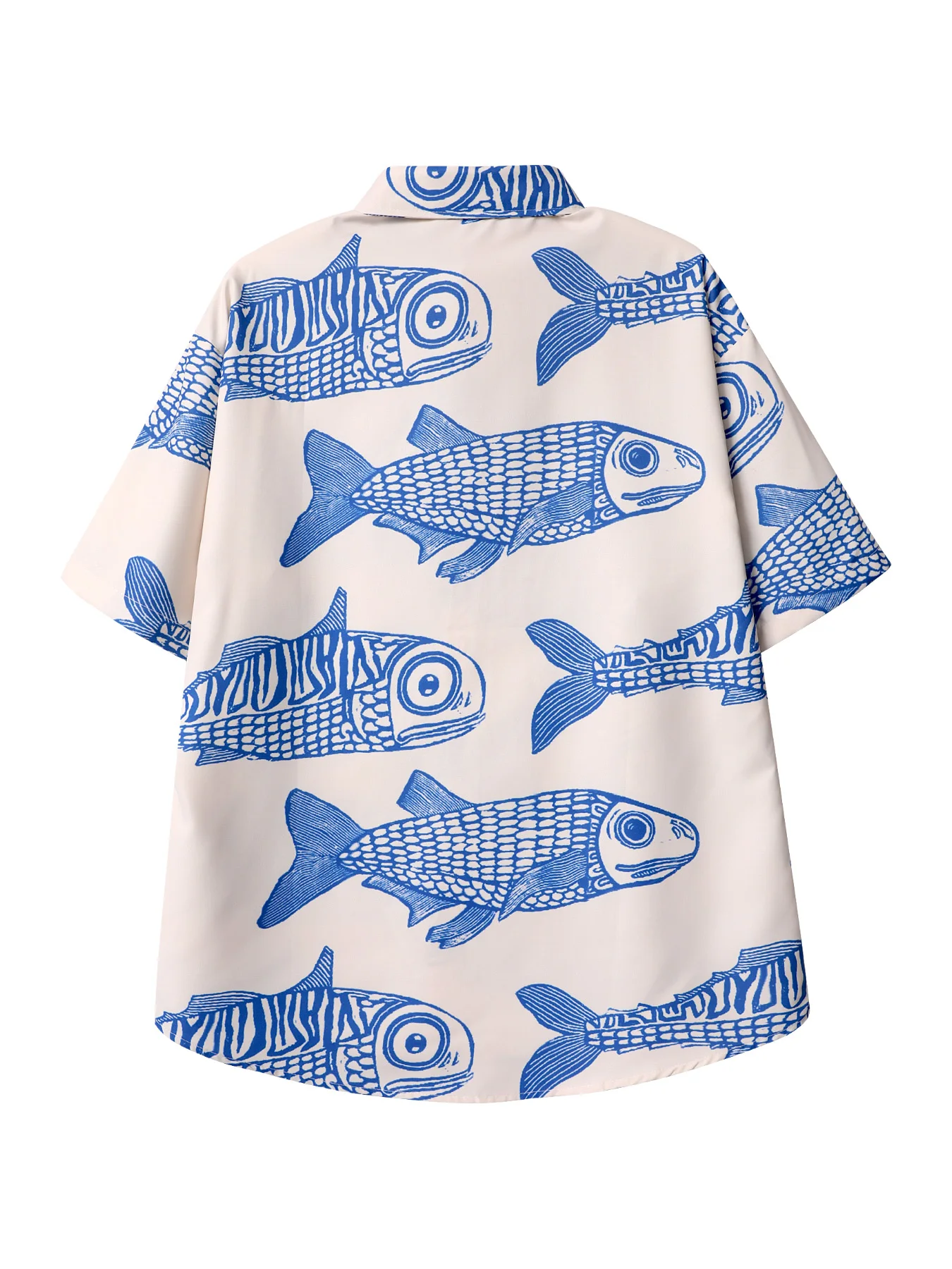 Oversized American Style Fried Street Fashion Small Fish Print New Personalized Mens Shorts Casual Shirts For Summer 3