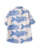 Oversized American Style Fried Street Fashion Small Fish Print New Personalized Mens Shorts Casual Shirts For Summer 3