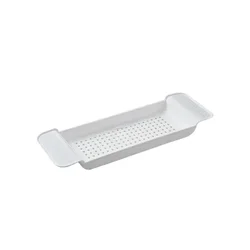 Bamboo Extendable Bathtub Caddy and Organizer (White)