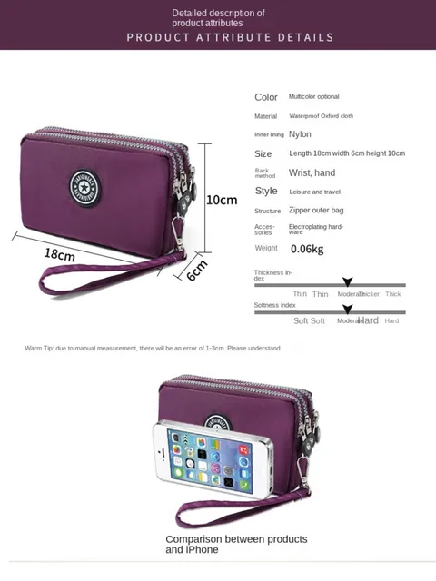 Mini Bag with Triple Zipped Portable Women Wallets Phone Pouch New Fashion Big Capacity Women Wallet Make-up Bag Coin Purse 4