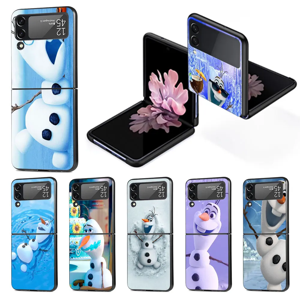 Olaf Snowman Frozen Funda Per Samsung Galaxy Z Flip 3 4 5G Hard Pc Cover Zflip3 Zflip4 Black Shell Flip4 Flip3 Custodia Per Telefono Shell