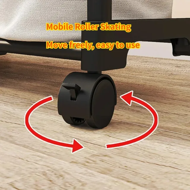 Appendiabiti mobile Scaffale per indumenti con asta rotante Appendiabiti in metallo con ruote Stendino singolo e doppio palo integrato per camera da letto 5