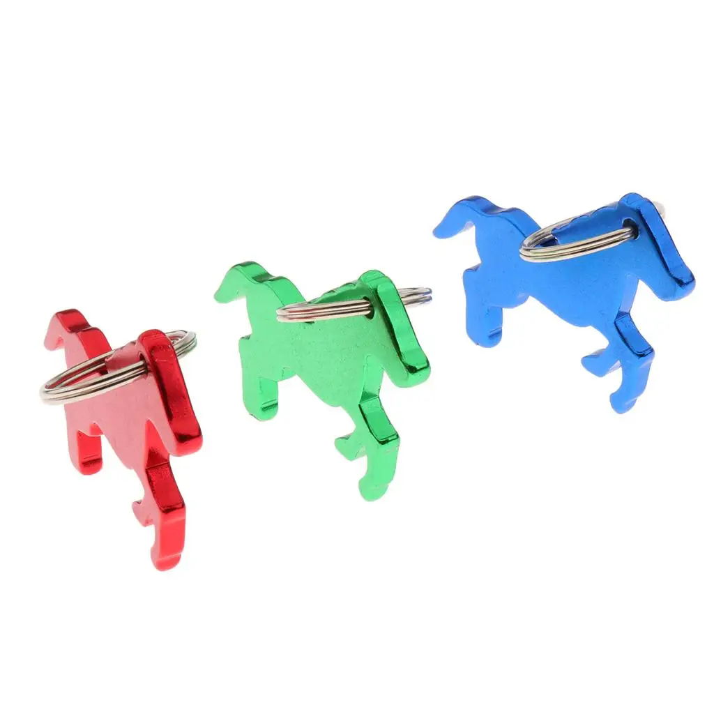 2x Aluminum Horse Pattern Bottle Opener with Keychain Bag Pendent 5