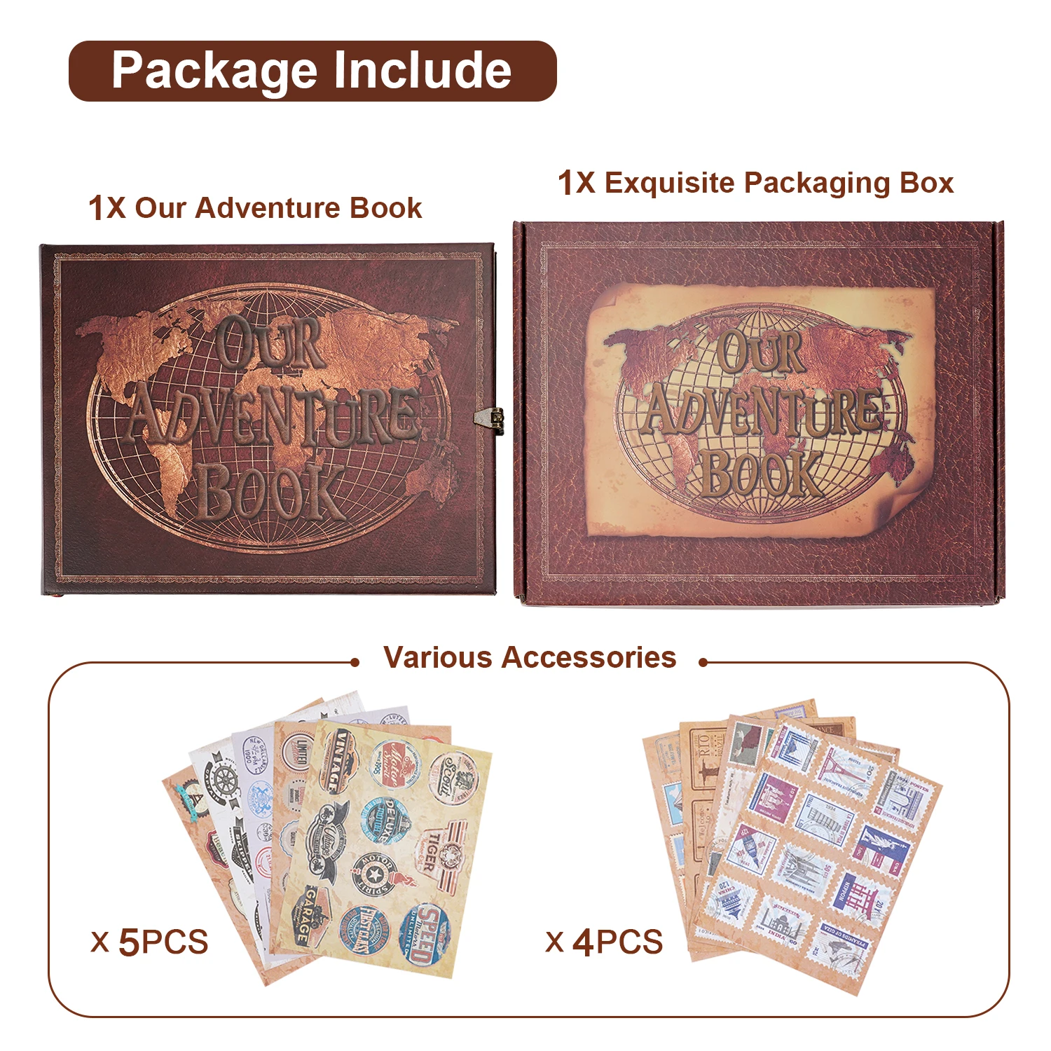 ألبوم صور السفر المصنوع يدويًا، 180 صفحة، بتصميم ع...