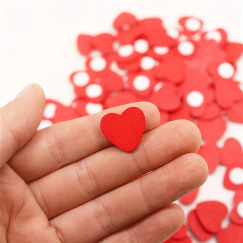 200Pcs Wooden Heart Stickers Room Decor Stickers Heart Shape Self Adhesive For Weeding Valentine's Day