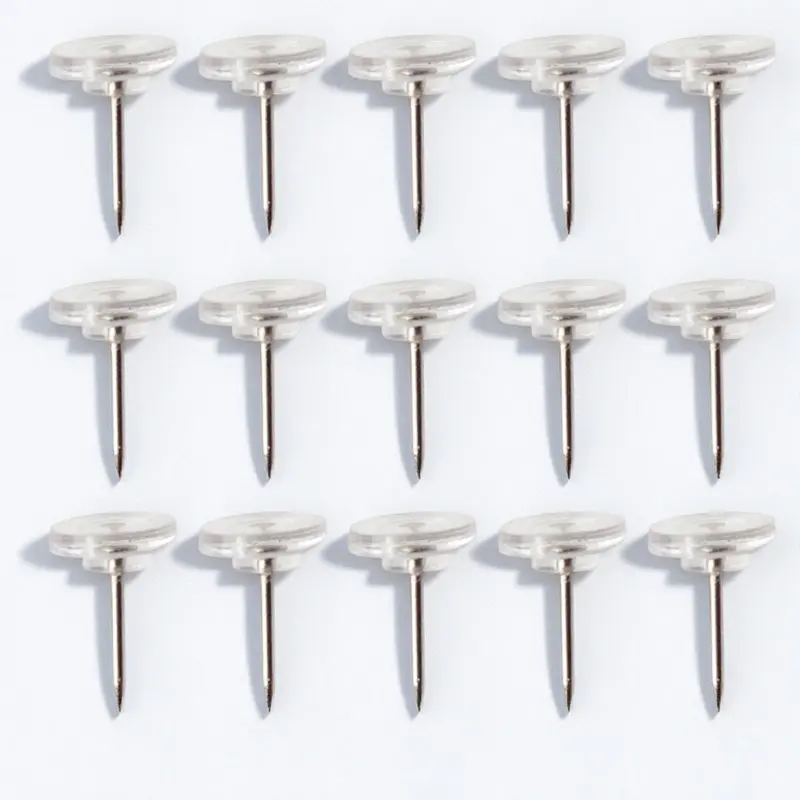 100Pcs 투명 플랫 라운드 푸시핀 사무실 게시판용 튼튼한 투명 압정 지도 표시 사진 벽 DIY 드로잉