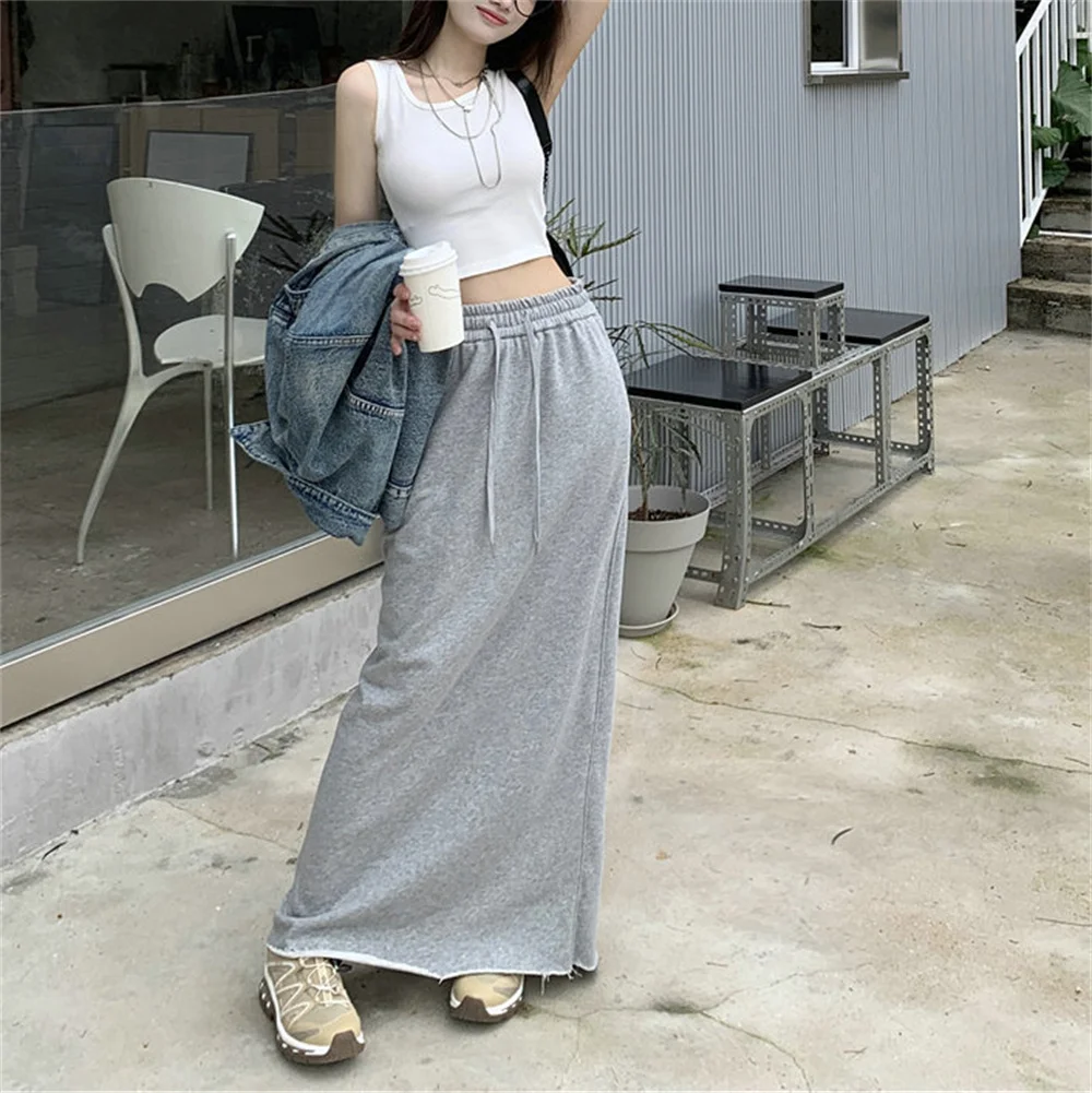 2023 Korean Autumn Skirts Women Solid Fashion Simple Preppy Style Casual Daily Spring New All-match Students Ankle Length Skirts 2