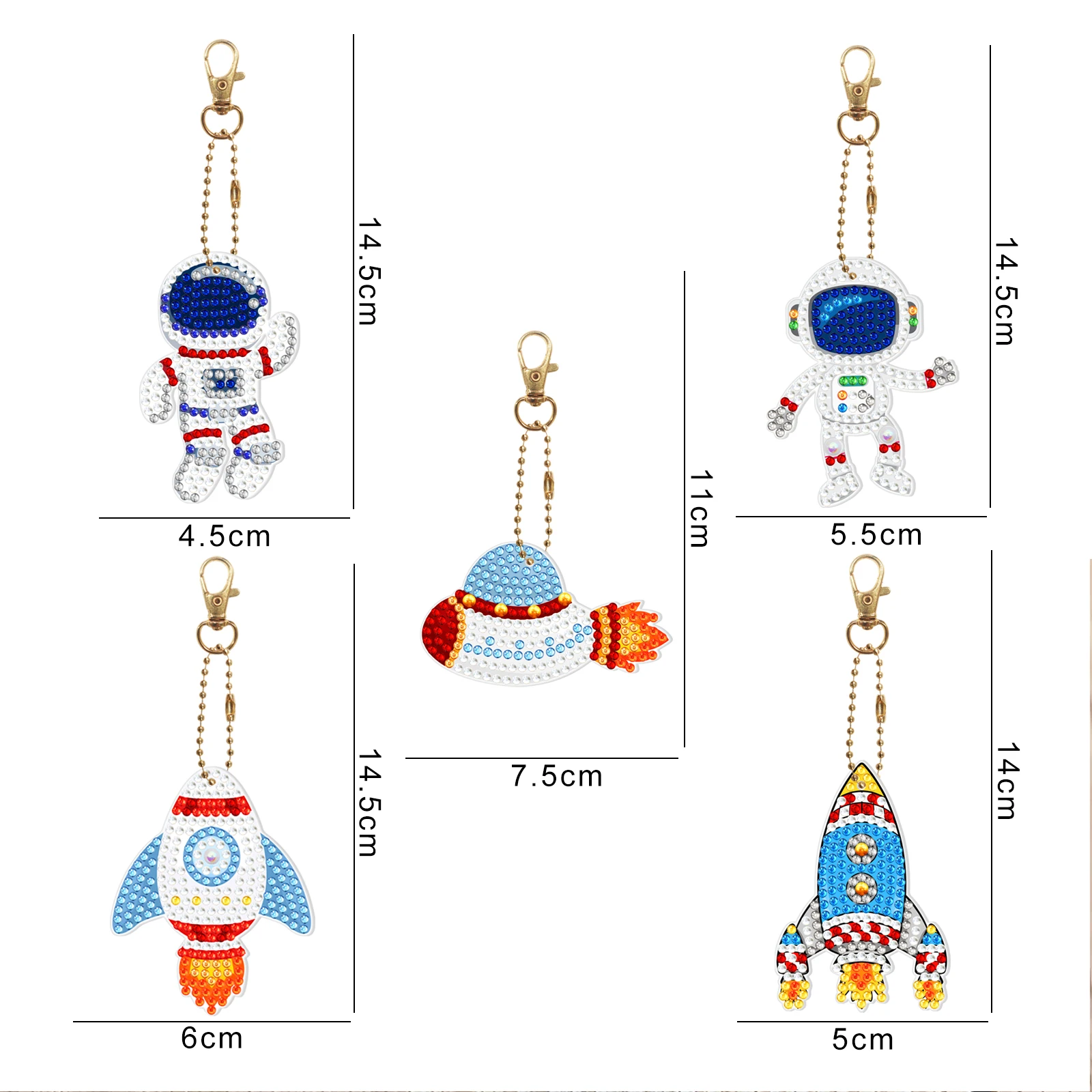 New Keychain 5D Diamond Painting Embroidery Keychain DIY Cartoon Animal Bouquet Keychain Single Sided Point Drill Pendant Gift 