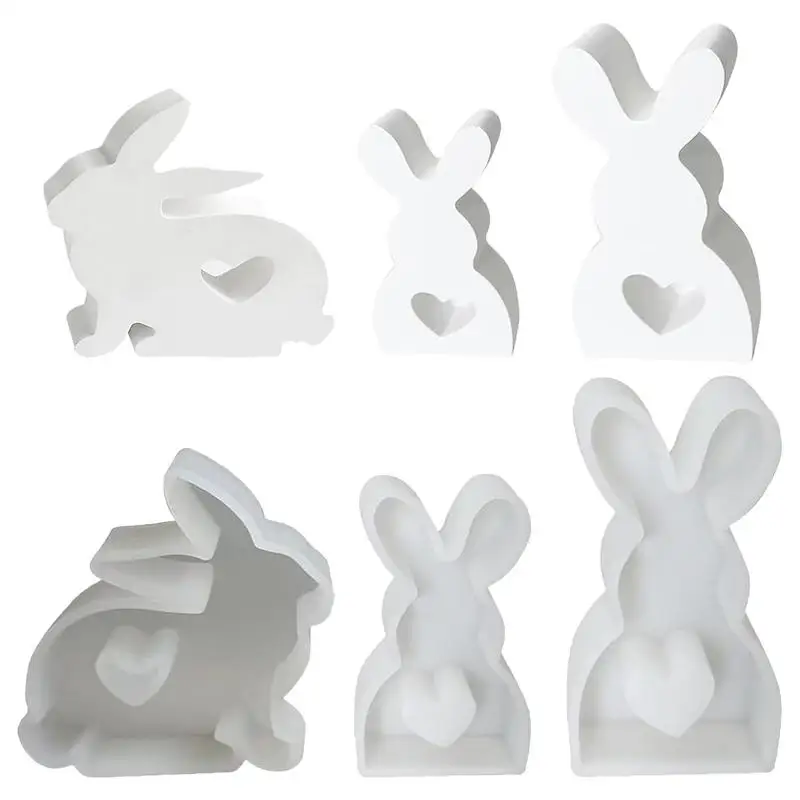 

3D Rabbit Candle Molds 3PCS 3D Silicone Mold Bunny Chocolate Candy Mold DIY Handmade Craft Art Aromatherapy Candles For Fondant