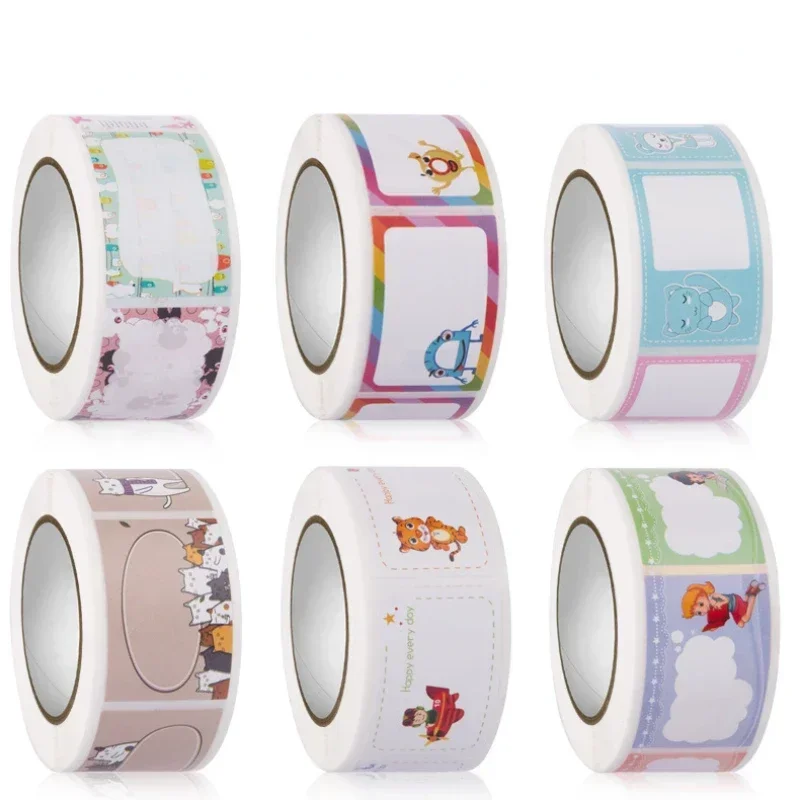 DIY handwritten self-adhesive name stickers cute cartoon kindergarten pupils book blank envelope Seal labels sticker 350pcs/roll
