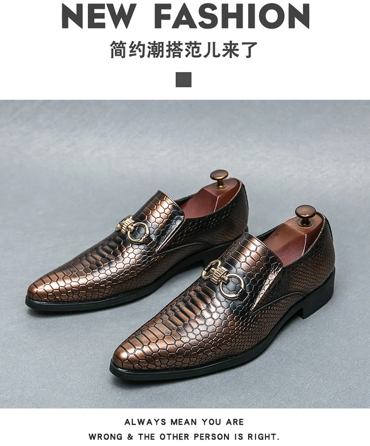 Black Loafers for Men Pointed Toe Slip-On Brown Metal Buckle Wedding Shoes for Men Handmade Free Shipping Size 38-46