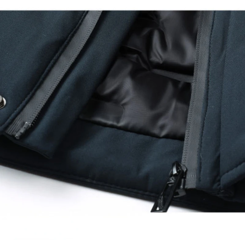 Men Cotton Jacket Winter Brand Parka Zipper Bomber Jacket Military Warm Thickened Solid Color Business Casual Coat